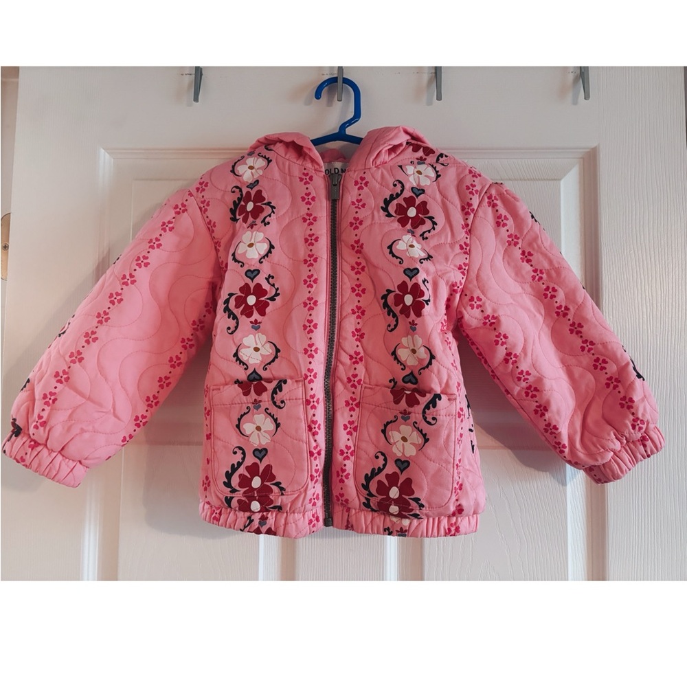 Old Navy Pink Floral Kids Puffer Jacket